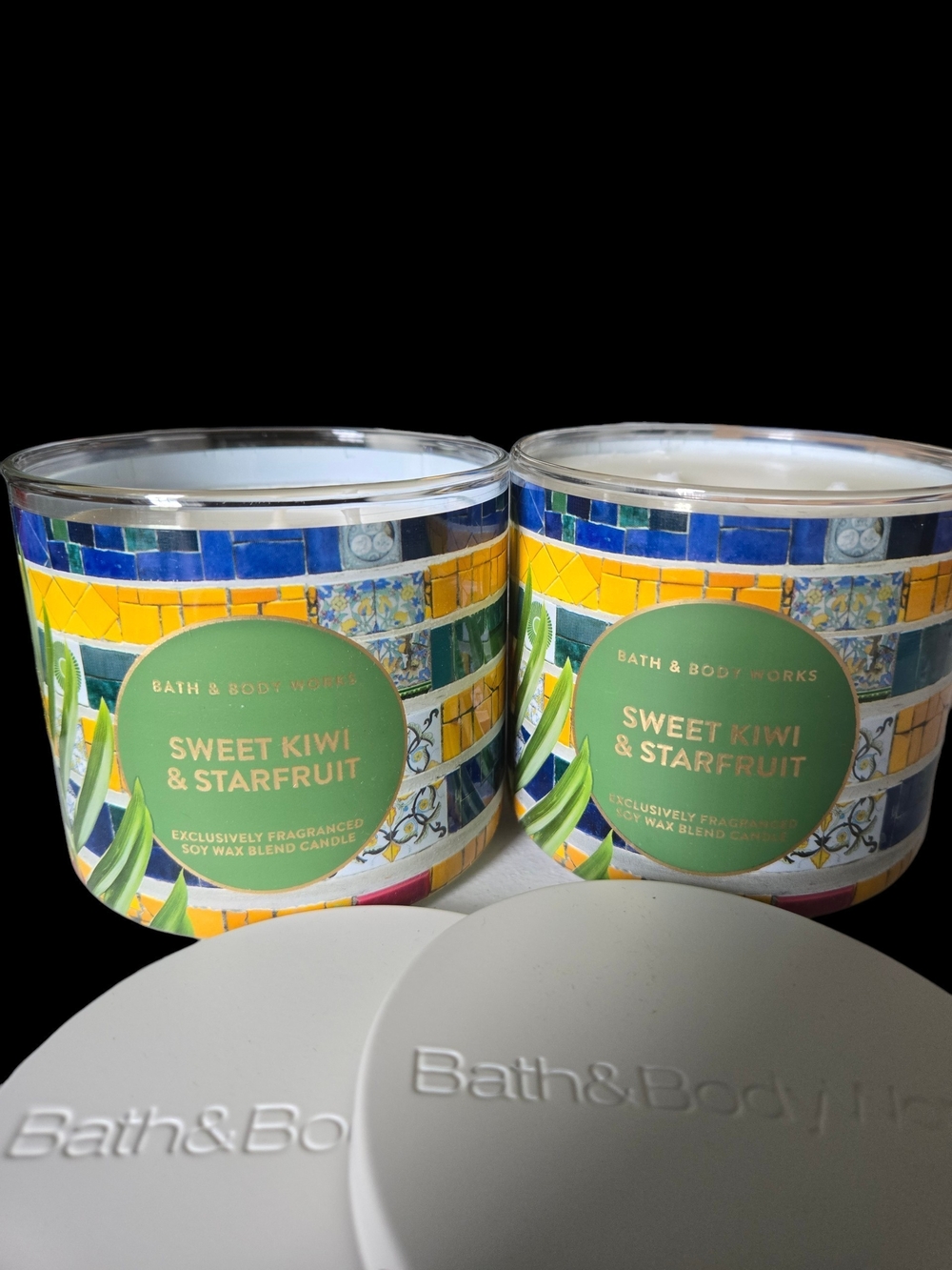 2pc Bath & Body Works Sweet Kiwi & Starfruit 3-Wick Candles -- NEW!!